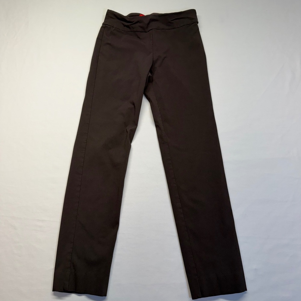Krazy Larry Pull On Pants Womens 2 Brown Stretch Slim Straight Ankle Made USA